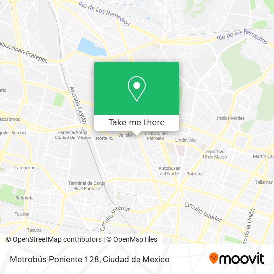 Metrobús Poniente 128 map