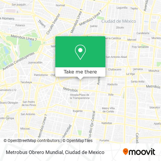 Mapa de Metrobus Obrero Mundial