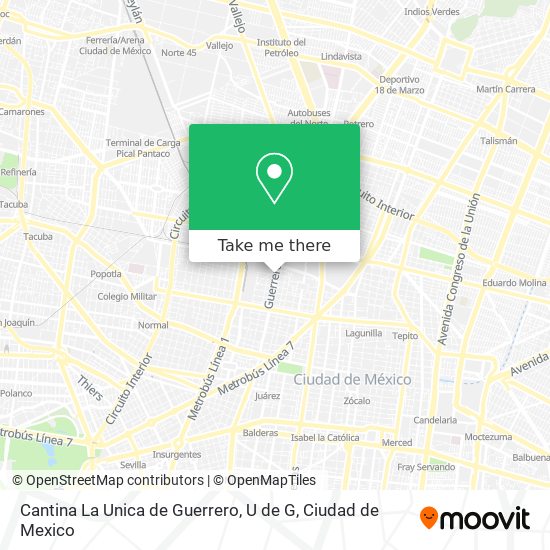 Cantina La Unica de Guerrero, U de G map