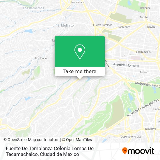 Mapa de Fuente De Templanza Colonia Lomas De Tecamachalco