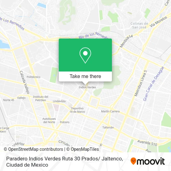 Paradero Indios Verdes Ruta 30 Prados/ Jaltenco map