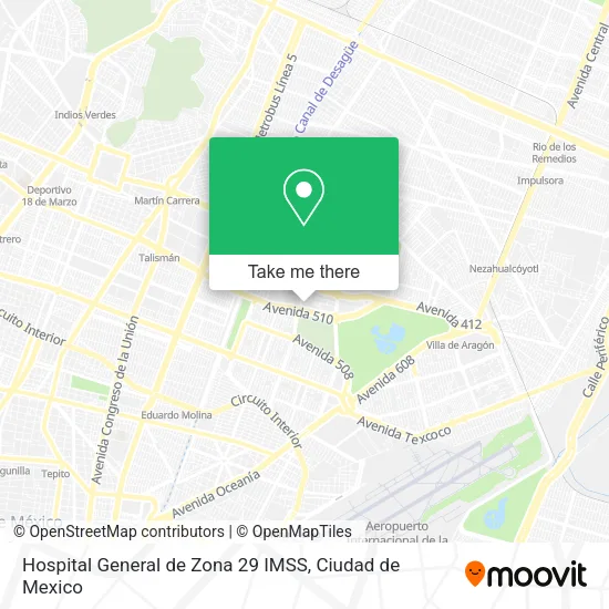 Mapa de Hospital General de Zona 29 IMSS