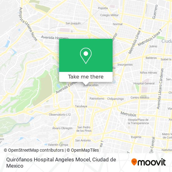 Quirófanos Hospital Angeles Mocel map