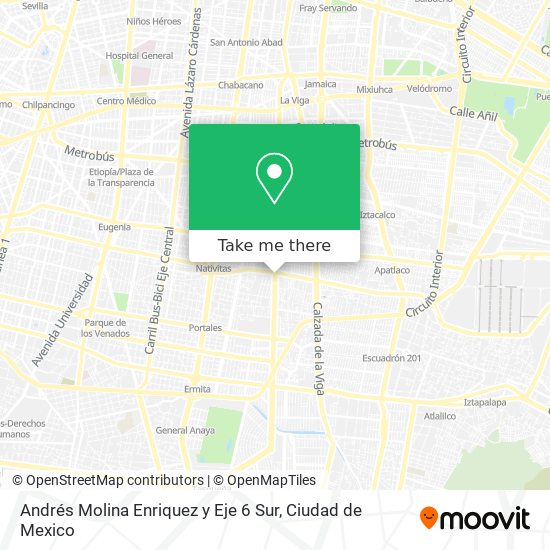 Andrés Molina Enriquez y Eje 6 Sur map