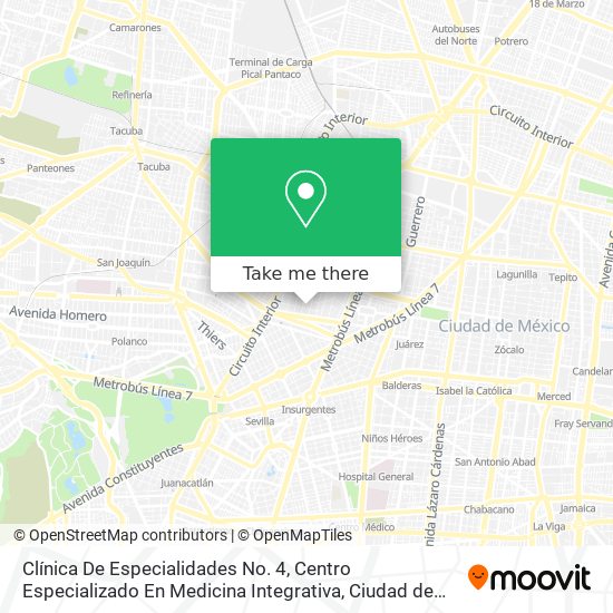 Mapa de Clínica De Especialidades No. 4, Centro Especializado En Medicina Integrativa