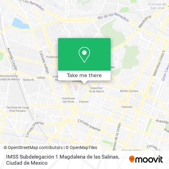 Mapa de IMSS Subdelegación 1 Magdalena de las Salinas