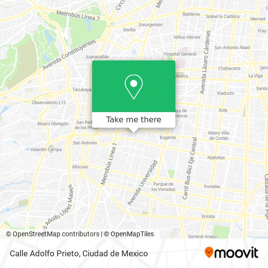 Mapa de Calle Adolfo Prieto