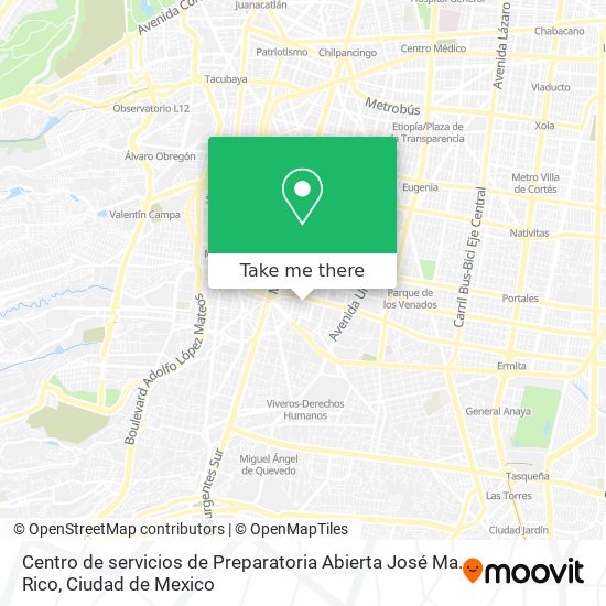 Mapa de Centro de servicios de Preparatoria Abierta José Ma. Rico