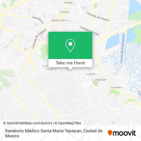 Mapa de Sanatorio Médico Santa María Tepepan