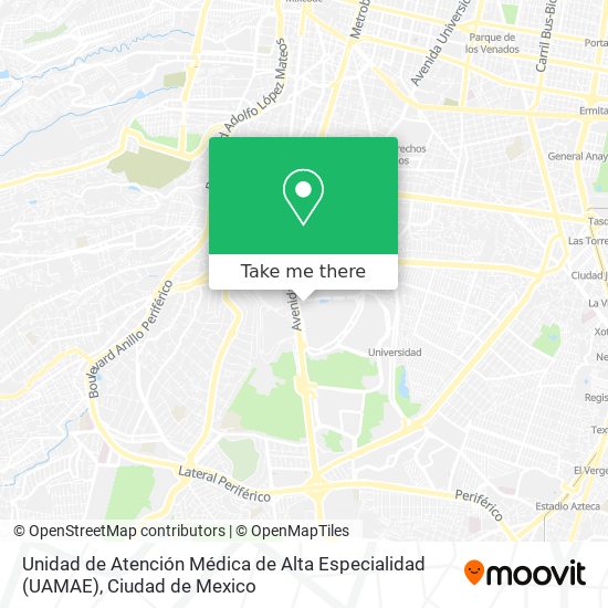 Unidad de Atención Médica de Alta Especialidad (UAMAE) map