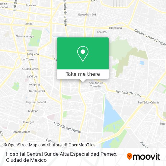 Hospital Central Sur de Alta Especialidad Pemex map