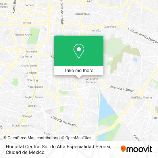 Hospital Central Sur de Alta Especialidad Pemex map