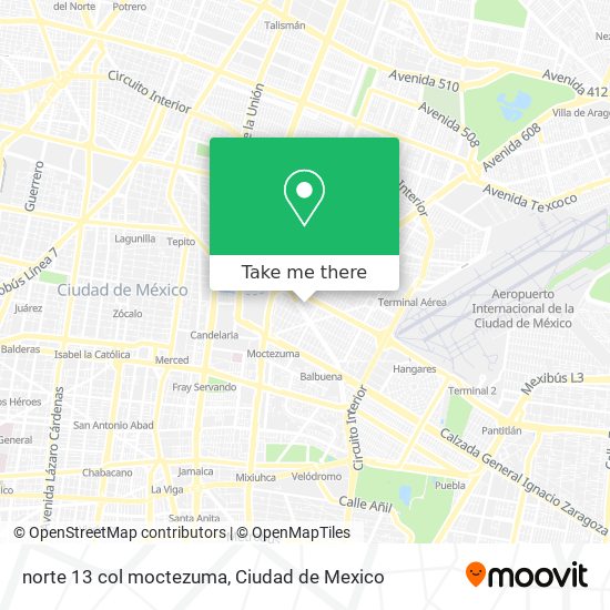 norte 13 col moctezuma map