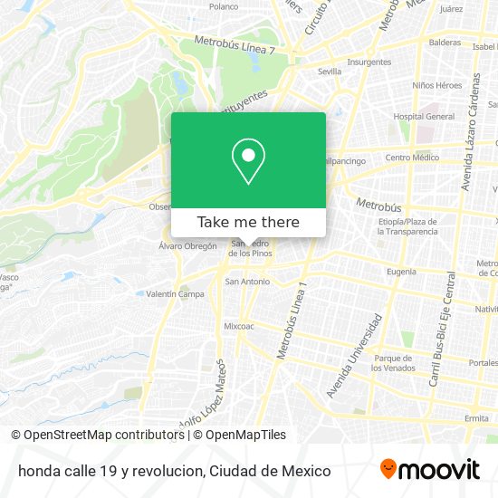 honda  calle 19 y revolucion map