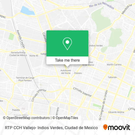 RTP CCH Vallejo- Indios Verdes map