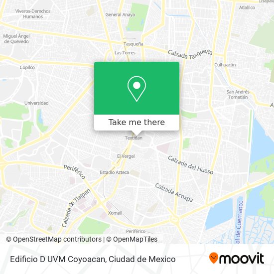 Mapa de Edificio D UVM Coyoacan