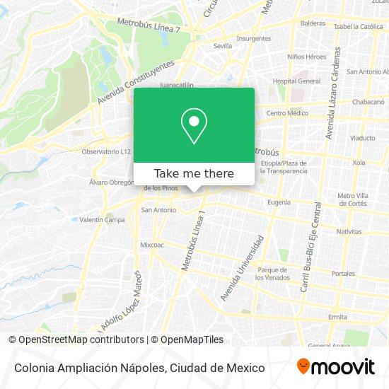 Colonia Ampliación Nápoles map