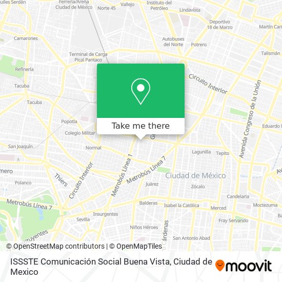 Mapa de ISSSTE Comunicación Social Buena Vista