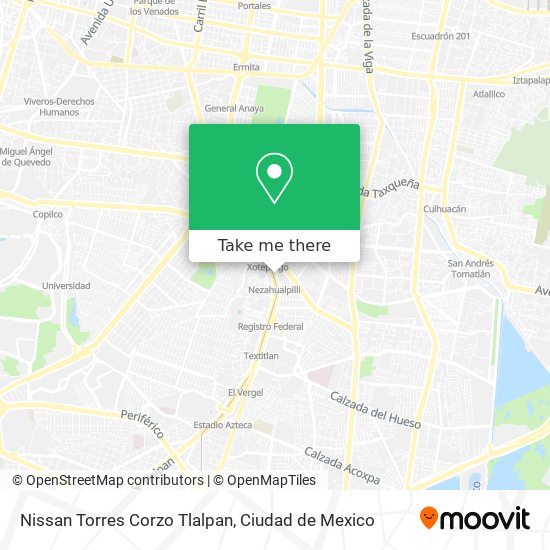  ¿Cómo llegar en Autobús o Metro a Nissan Torres Corzo Tlalpan en Benito Juárez?