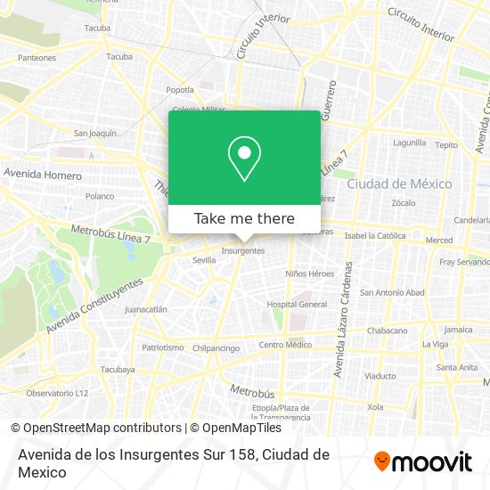 Avenida de los Insurgentes Sur 158 map