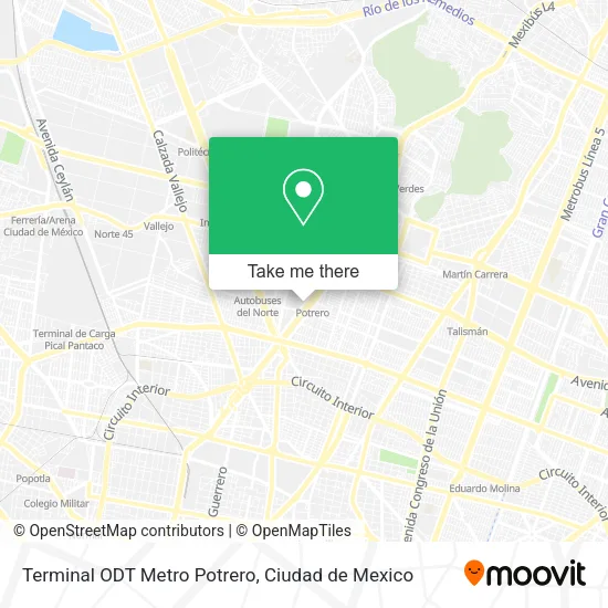Mapa de Terminal ODT Metro Potrero