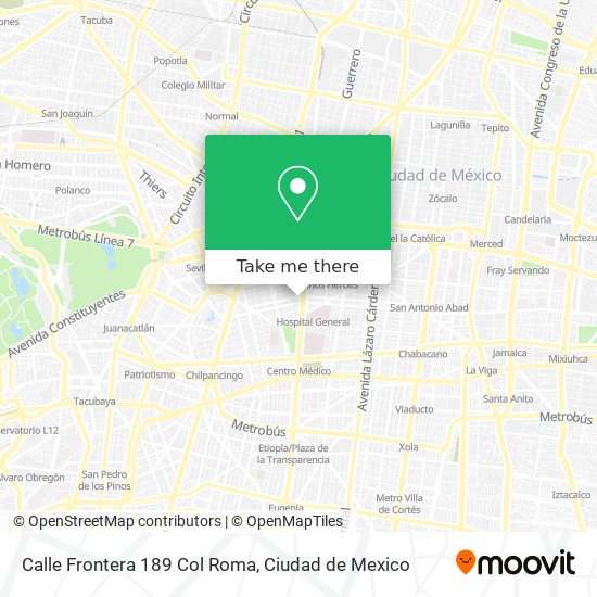 Calle Frontera 189 Col Roma map