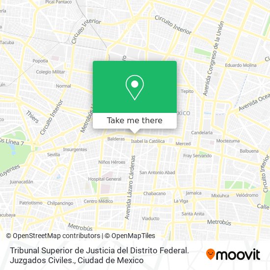 Tribunal Superior de Justicia del Distrito Federal.  Juzgados Civiles. map