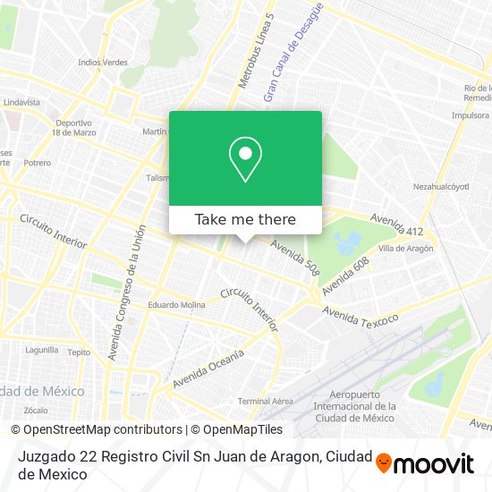 Mapa de Juzgado 22 Registro Civil Sn Juan de Aragon