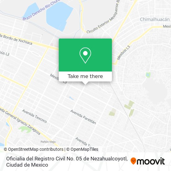 Oficialia del Registro Civil No. 05 de Nezahualcoyotl map