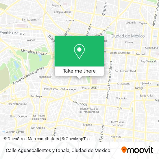 Calle Aguascalientes  y tonala map