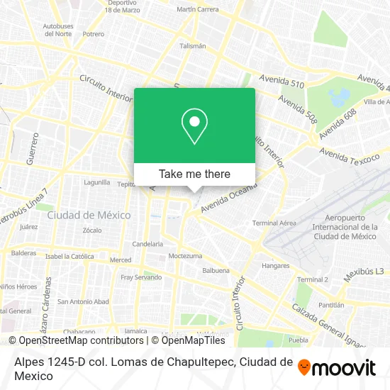 Alpes 1245-D col. Lomas de Chapultepec map