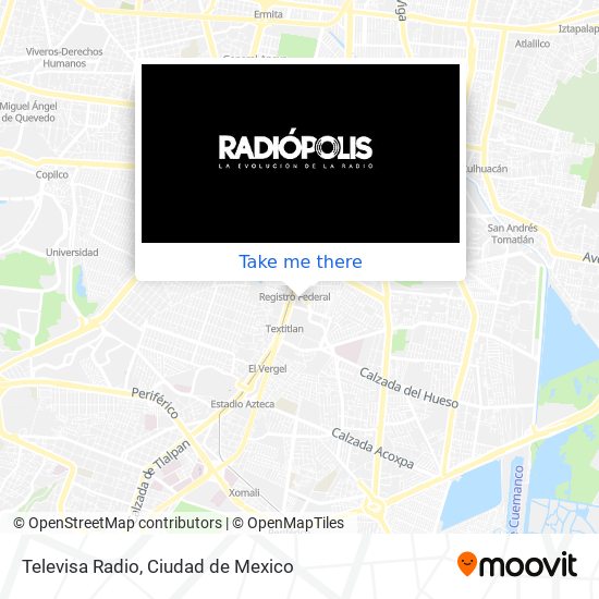 How to get to Televisa Radio in Benito Juárez by Bus, Metro or Train?