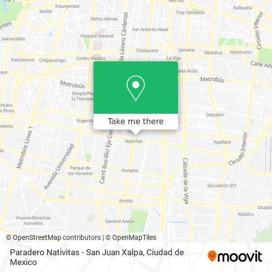 Paradero Nativitas - San Juan Xalpa map