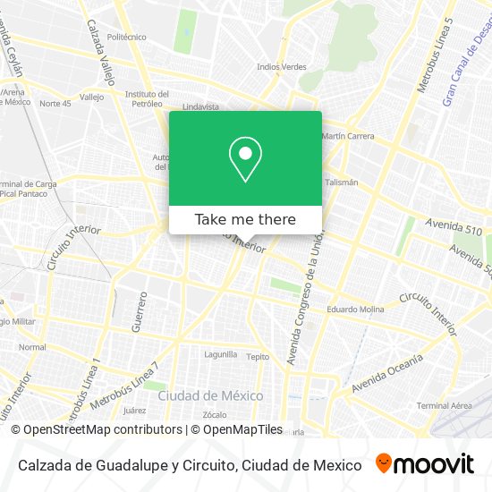 Calzada de Guadalupe y Circuito map