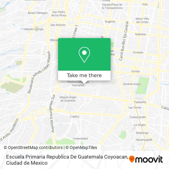 Mapa de Escuela Primaria Republica De Guatemala Coyoacan