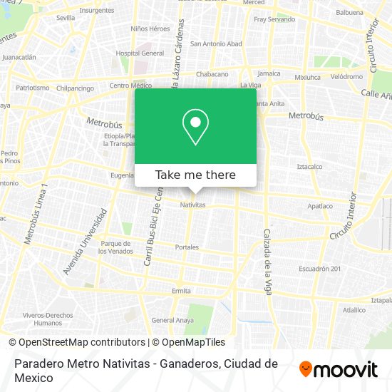 Paradero Metro Nativitas - Ganaderos map