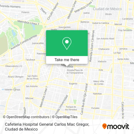 Mapa de Cafeteria Hospital General Carlos Mac Gregor