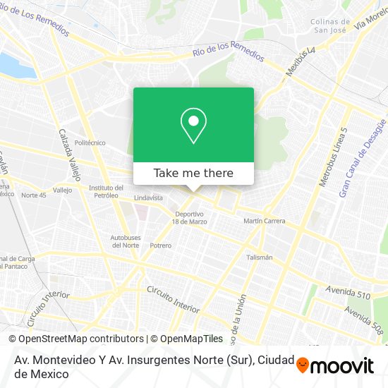 Mapa de Av. Montevideo Y Av. Insurgentes Norte (Sur)