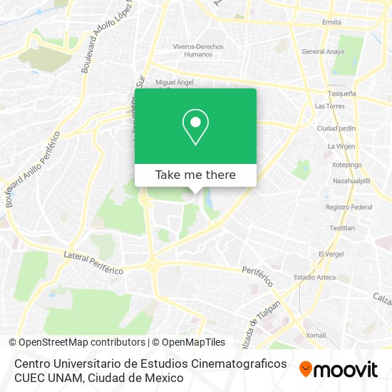 Mapa de Centro Universitario de Estudios Cinematograficos CUEC UNAM