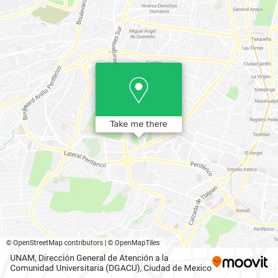 UNAM, Dirección General de Atención a la Comunidad Universitaria (DGACU) map