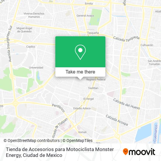 Mapa de Tienda de Accesorios para Motociclista Monster Energy