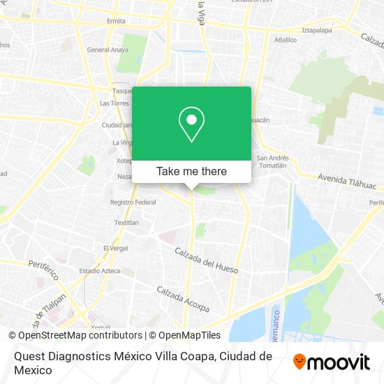 Mapa de Quest Diagnostics México Villa Coapa