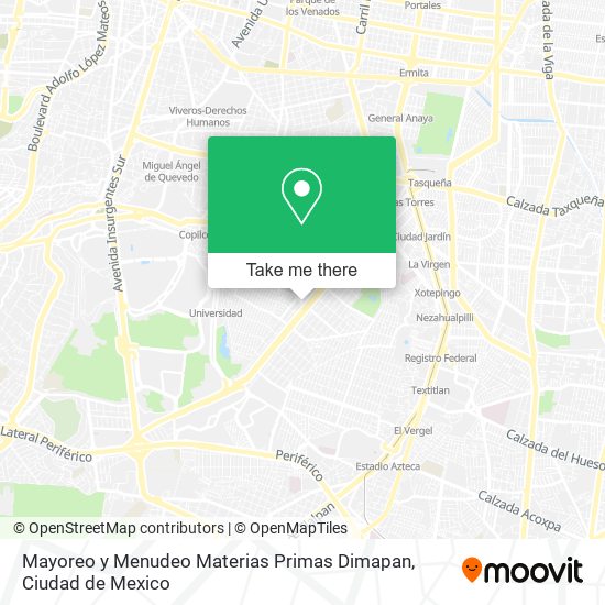 Mayoreo y Menudeo Materias Primas Dimapan map