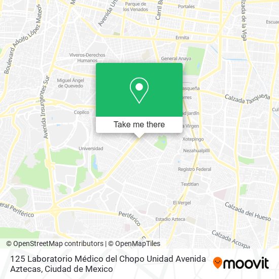 125 Laboratorio Médico del Chopo Unidad Avenida Aztecas map