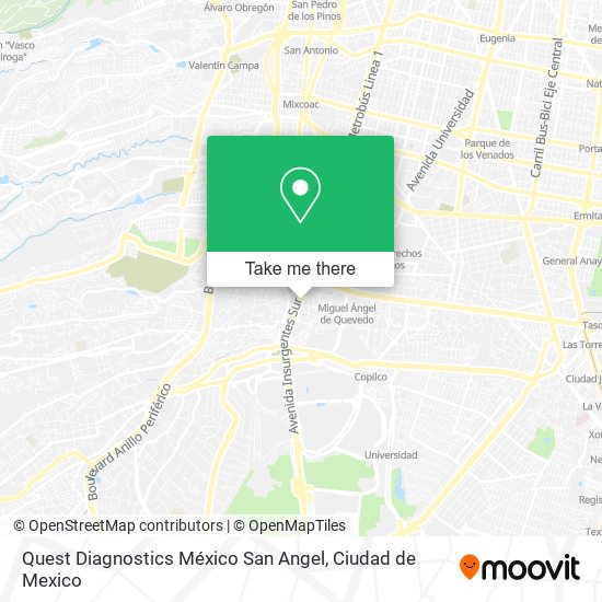 Quest Diagnostics México San Angel map