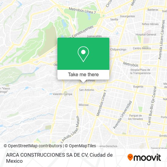 Mapa de ARCA CONSTRUCCIONES SA DE CV