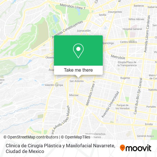 Mapa de Clínica de Cirugía Plástica y Maxilofacial Navarrete