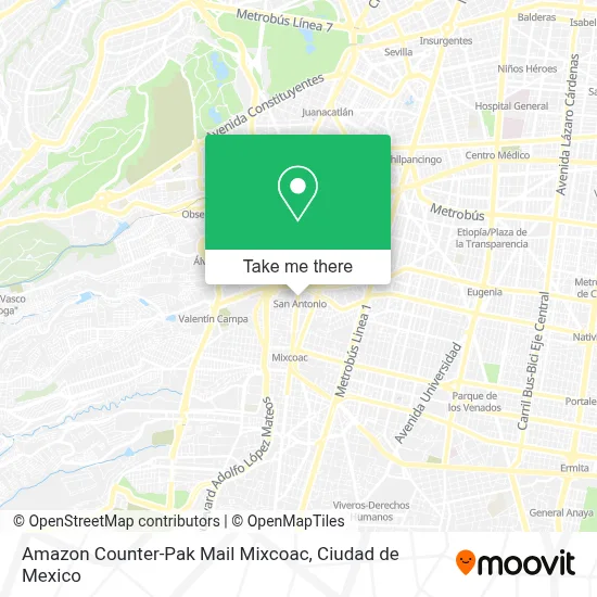 Amazon Counter-Pak Mail Mixcoac map