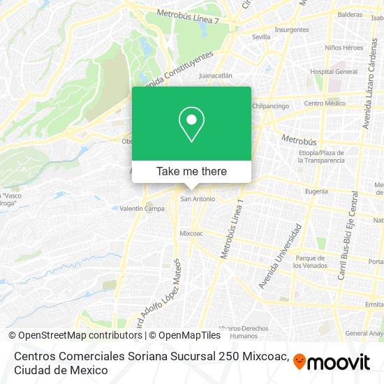 Centros Comerciales Soriana Sucursal 250 Mixcoac map