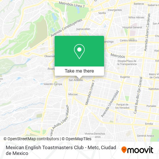 Mexican English Toastmasters Club - Metc map